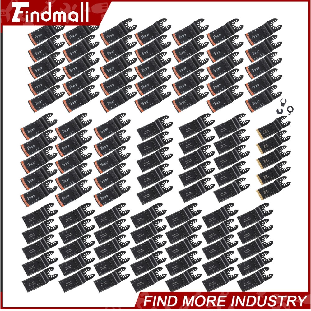 Findmall 105 PCS Titanium & HCS Oscillating Tool Blades Multi Tool Blades Kit