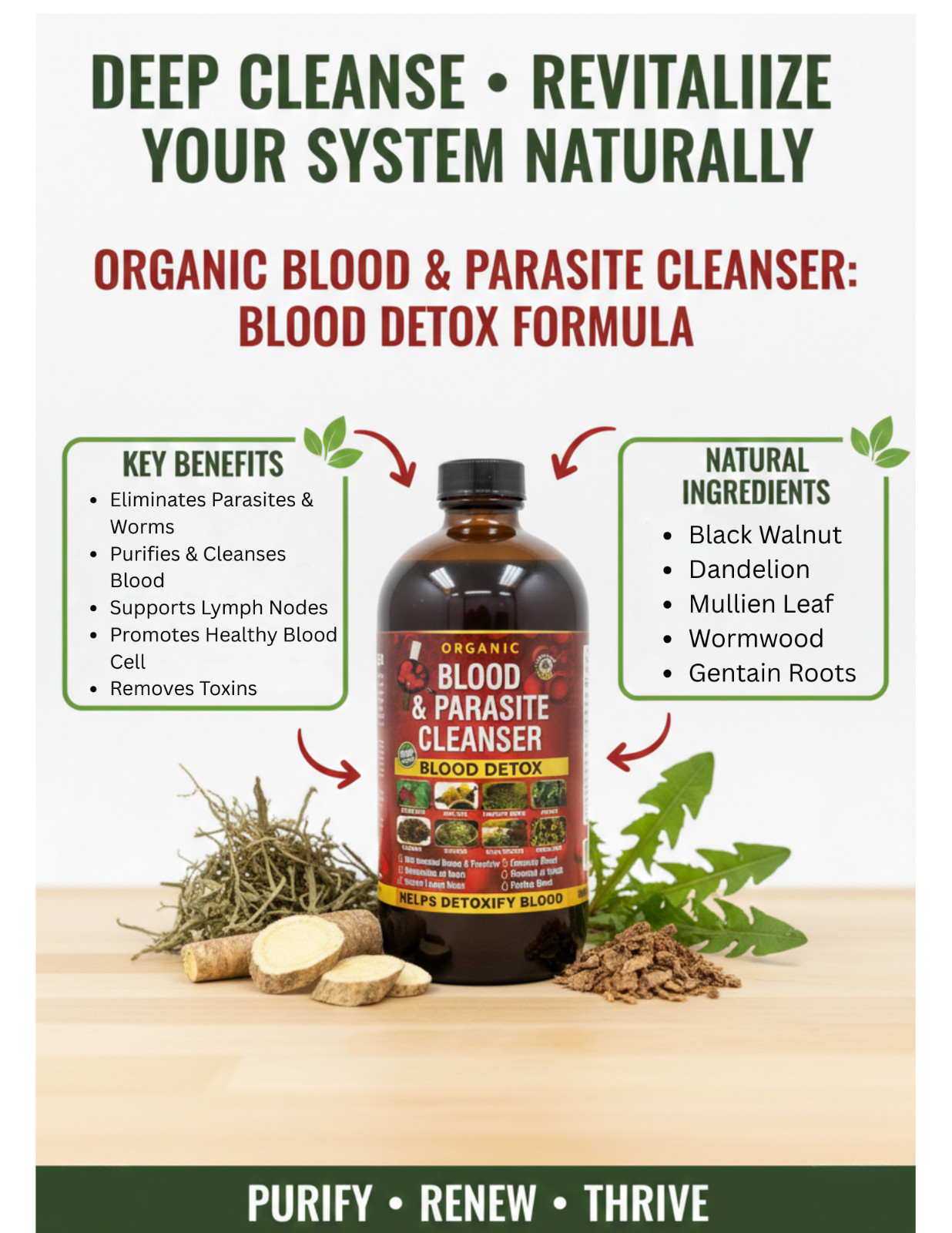 Blood & Parasite Cleanser Detox Formula 16 oz Bottle