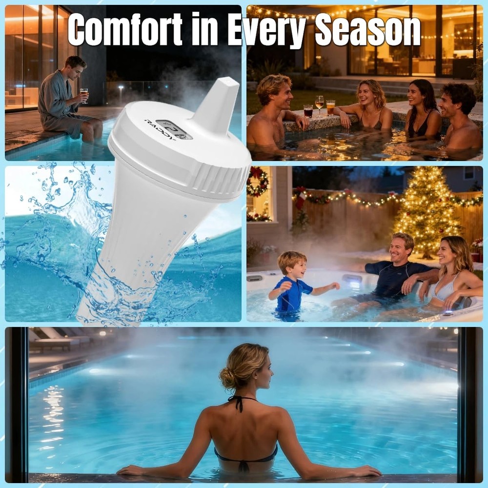 PT-3 Wi-Fi Pool Thermometer Floating Easy Read with 2 Additional Remote Senso...
