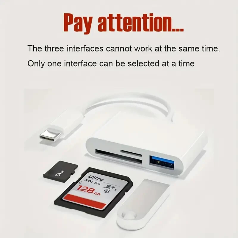 SD Card Reader USB Type C - 3-1 Memory Card Adapter for iPhone/iPad/Samsung/More