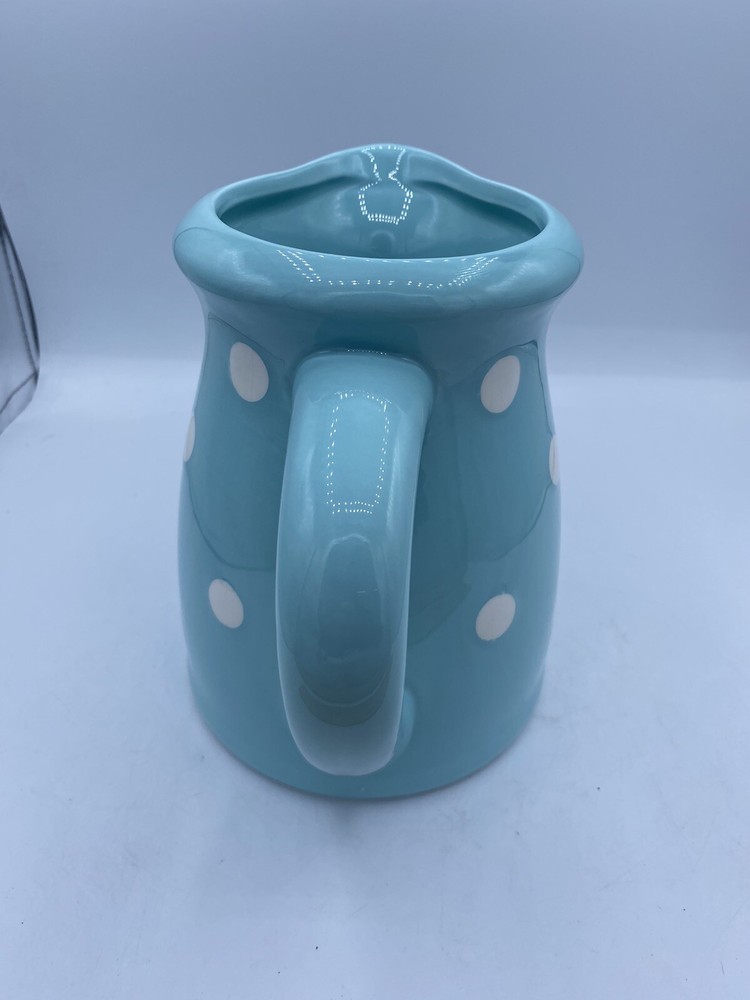 Grace's Pantry Ceramic Pitcher Turquoise Polka Dots Small NEW