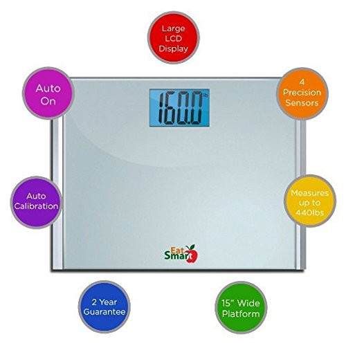 EatSmart, Precision Plus Digital Bathroom Scale w/ Ultra-Wide Platform, 440lb CA