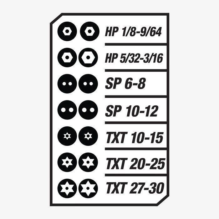 Megapro Tamperproof Screwdriver Replacement Bit Set Security Torx, Hex, Spanner