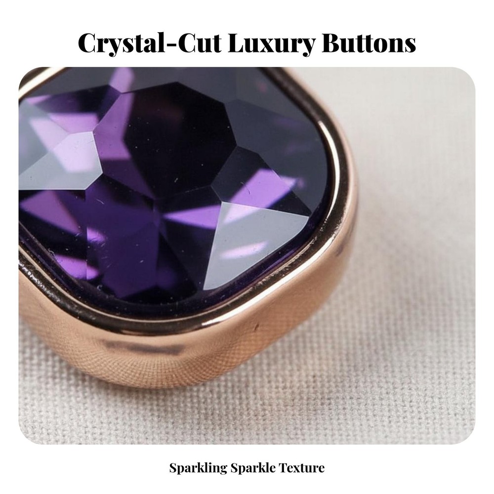 Square Crystal Button Luxurious Appearance Rhinestone Shirt Button Sparkling