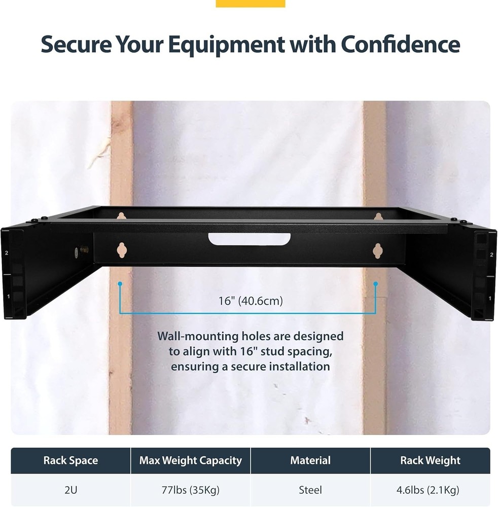 Durable 2U Wall Mount Network Rack - Easy Install with Patch Panel Bracket