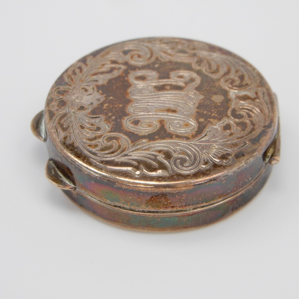 MONO Engraved "TMC" Round Solid STERLING Silver Compact Pill Box Pot 1.5" - 22g