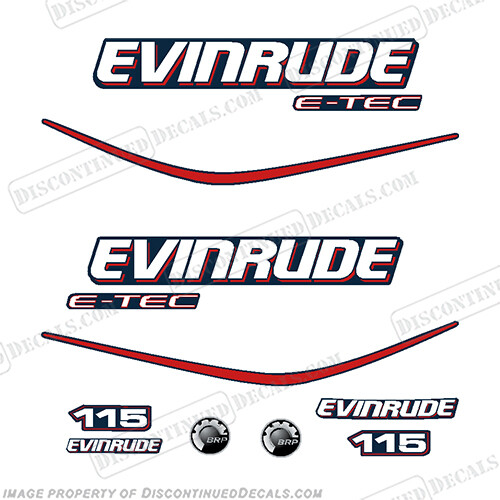 Fits Evinrude 115hp E-Tec Decal Kit - 2004 - 2008 Blue Cowl Engine