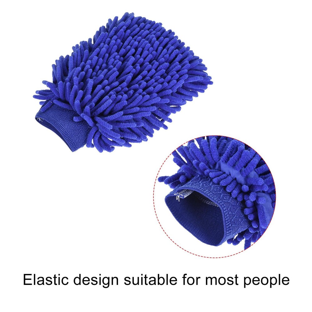 Microfiber Chenille Double-Sided Large Dusting Wash Mitten Cleaning Dark Blue