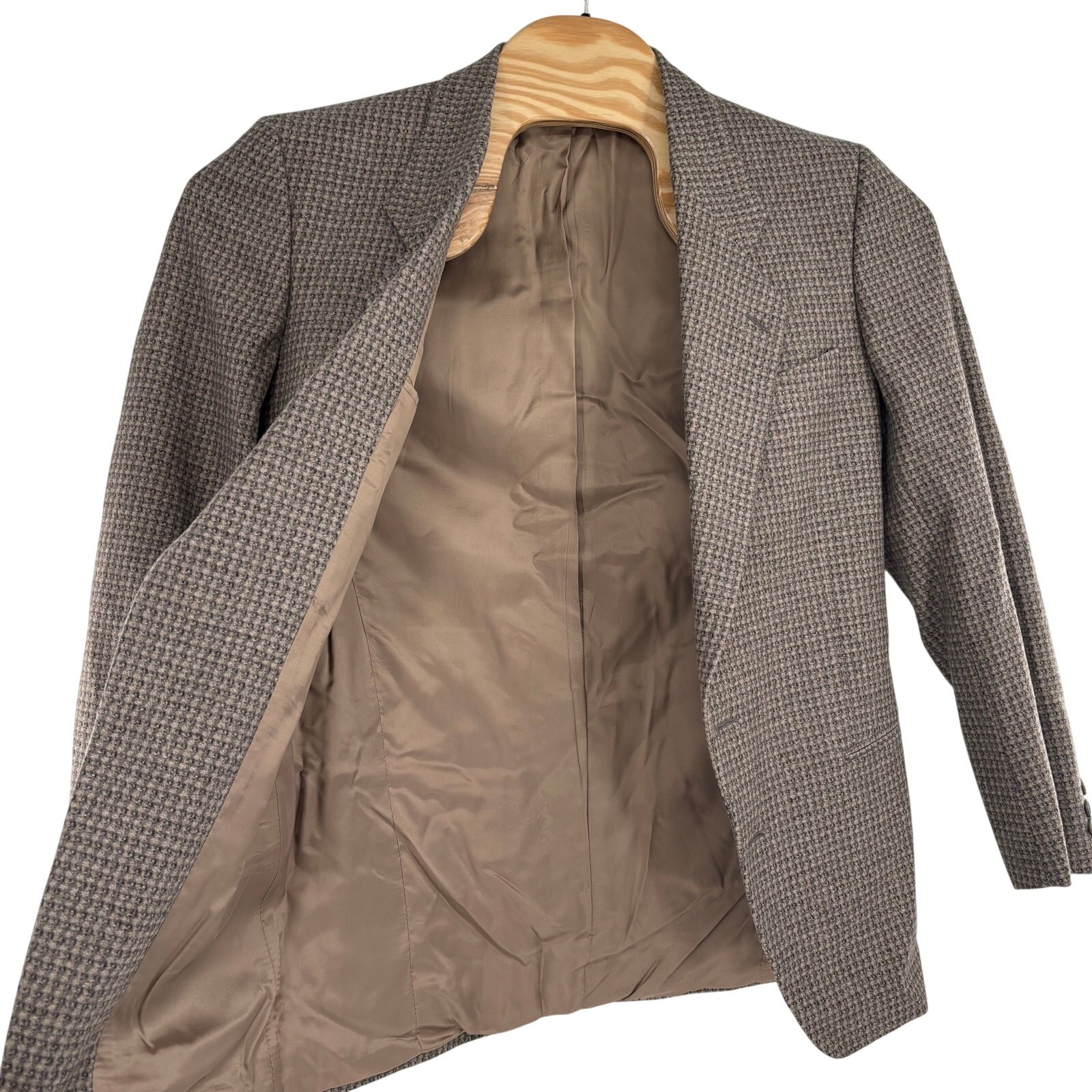 Mani by Giorgio Armani Mens 38R Light Brown Gray Check 2 Button Sports Coat