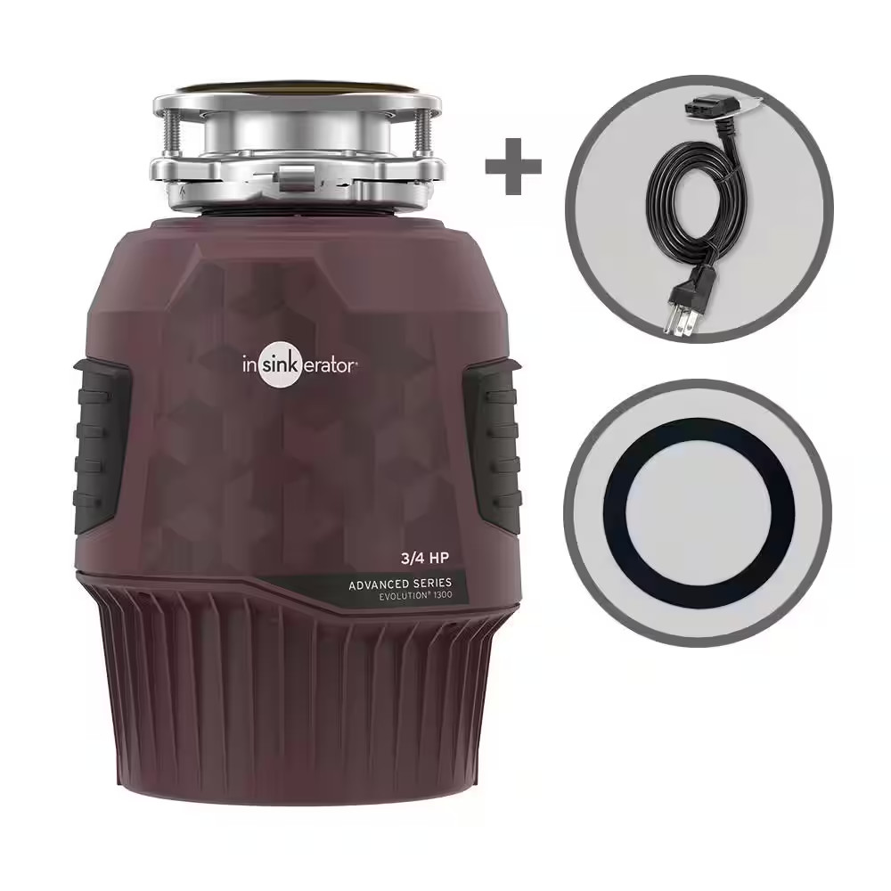 Evolution 1300, 3/4 HP Garbage Disposal, Continuous Feed Food Waste Disposer W E