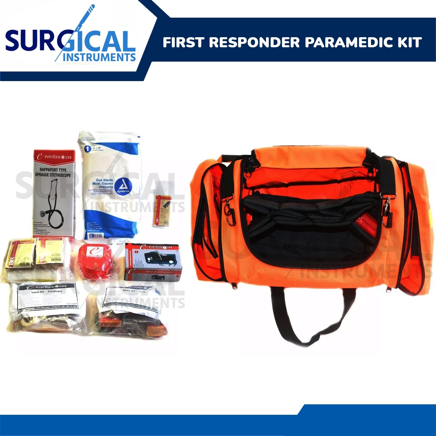 First Responder Paramedic Trauma Emergency Medical Kit Fully Stocked Bag A+Q