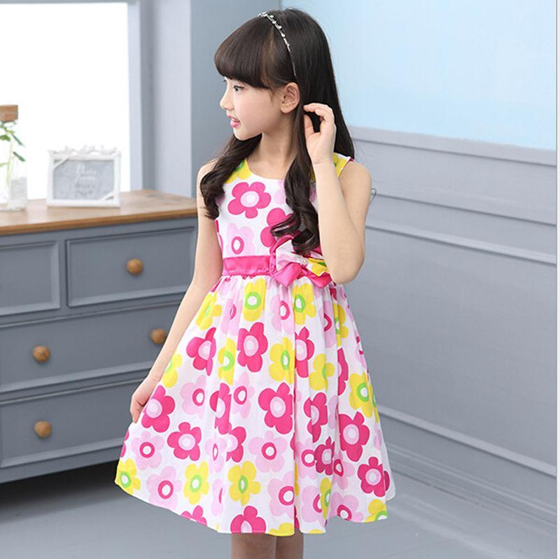 New Summer Floral Girl Dresses Girls Clothes Kids Cotton Dress Size