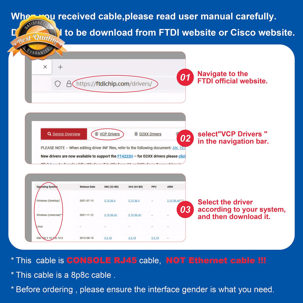 USB to RJ45 Console Cable for Router Switch Network 1.8M Blue