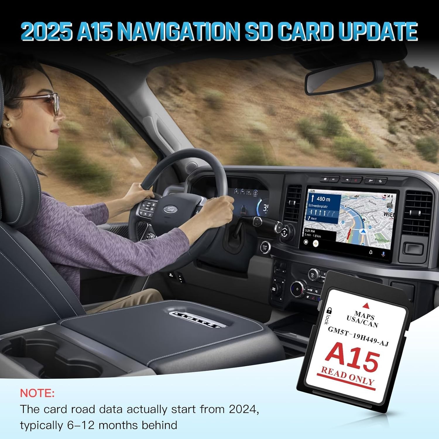 2025 Latest A15 Navigation SD Card Map Compatible with Sync 2 Ford & Lincoln F-1