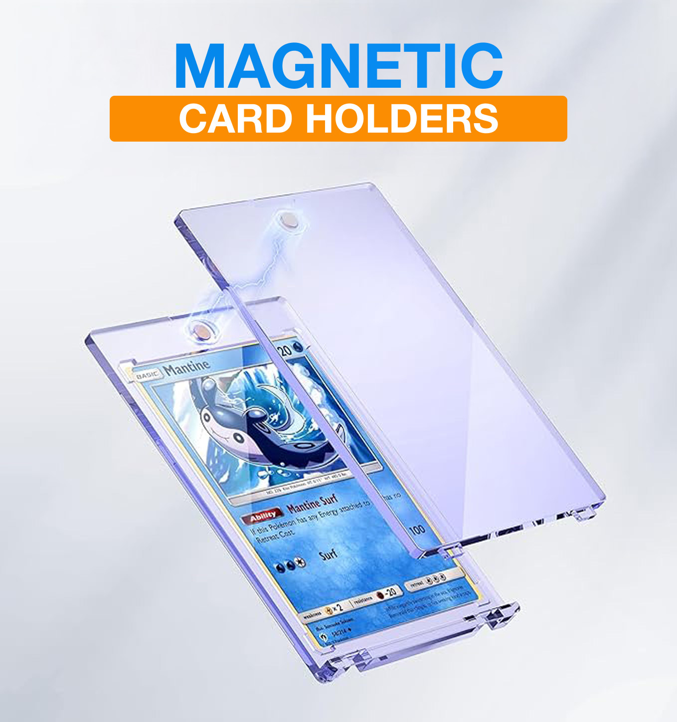 25 Pack Magnetic Trading Sports Card Holders 130pt One-Touch Hard UV Protection