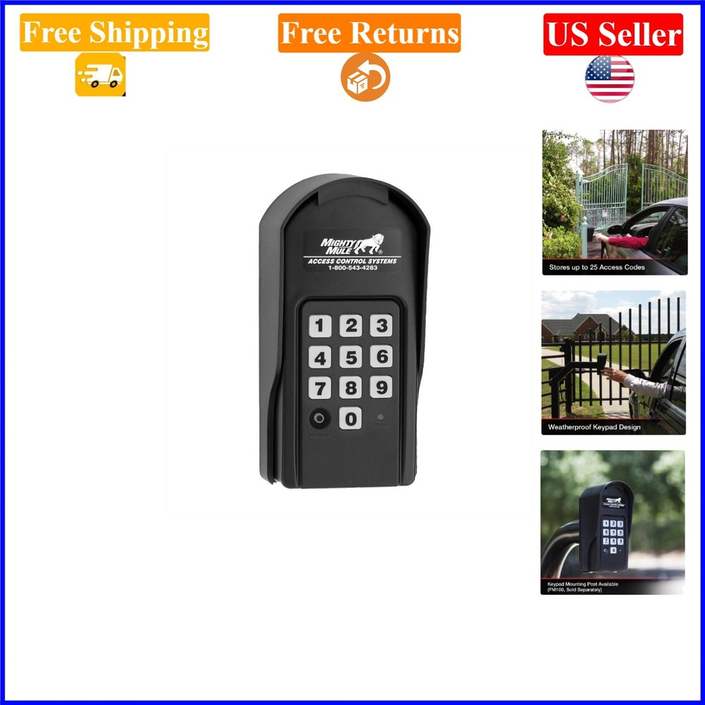 Wireless Digital Keypad FM137, Black, Weatherproof, 25 Codes, For Gate Access