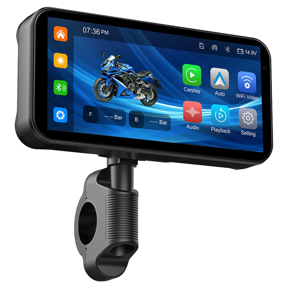 6.25" Motorcycle GPS Navigation Touch Screen Wireless CarPlay Android Auto Siri