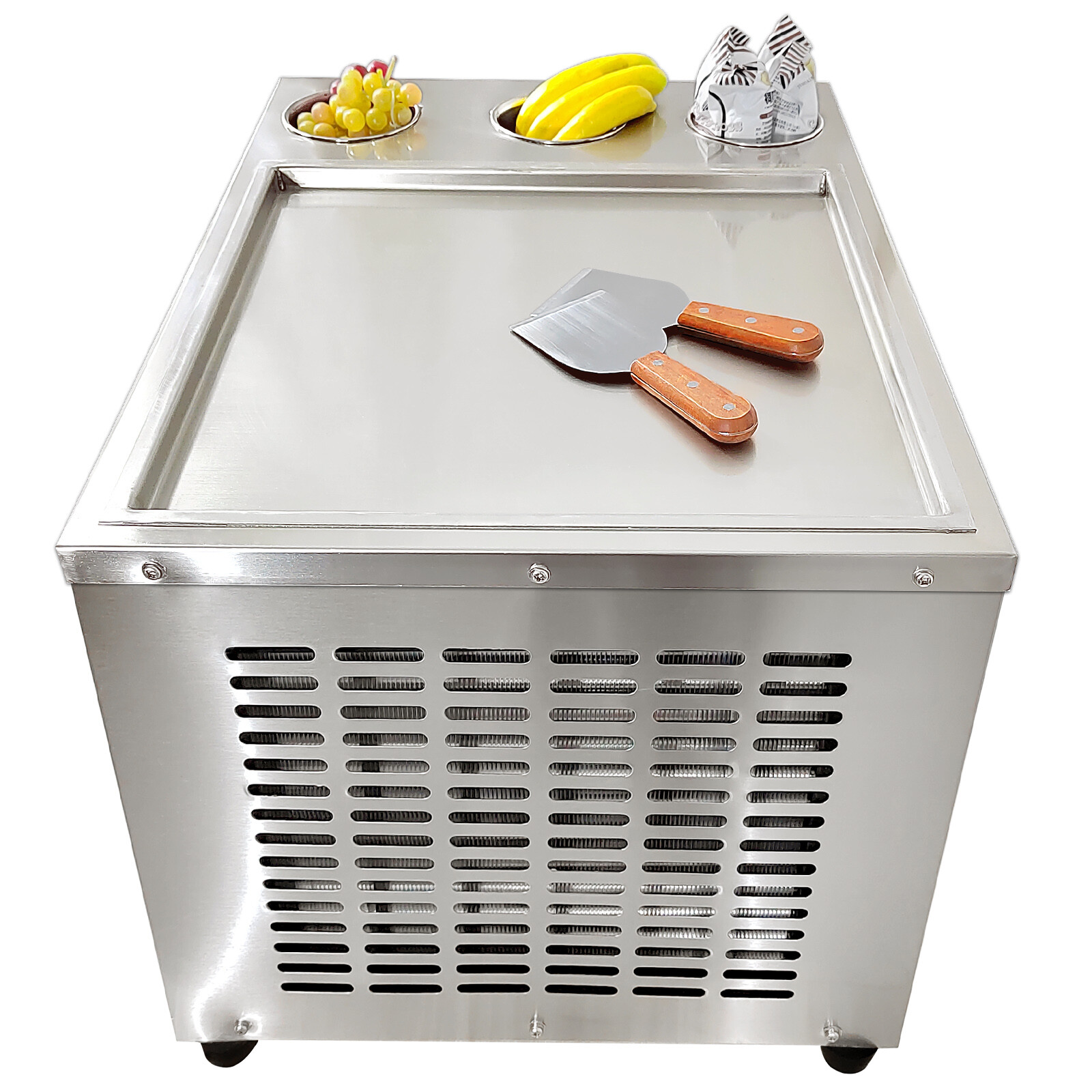 Kolice commercial ice cream roll machine, square pan with 3 tanks