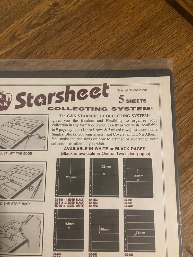 G & K Starsheet Collecting System for Stamp Collecting