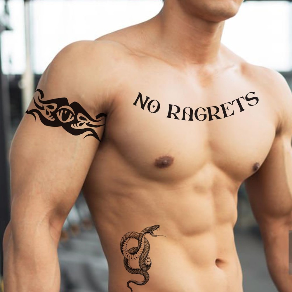 4 Sheets No Ragrets Temporary Tattoos Barbed Wire Medium, black