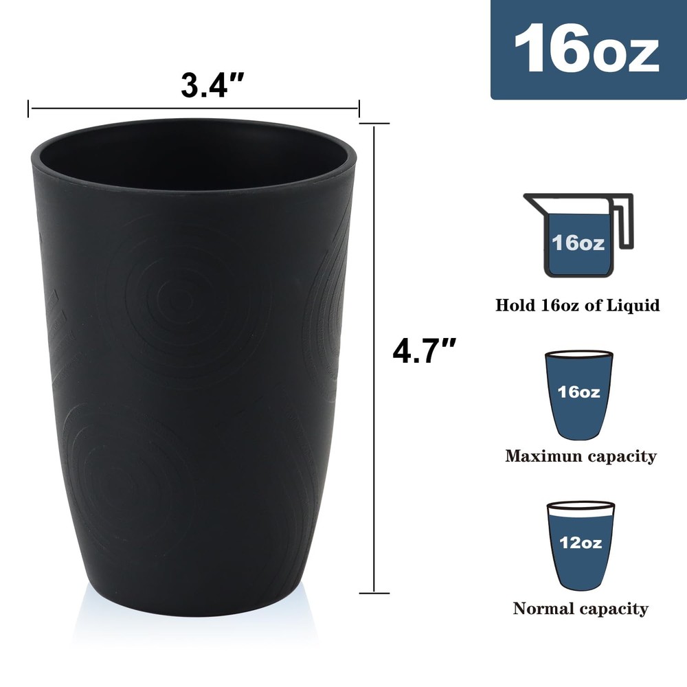 Drinking Glasses 16oz Wheat Straw Cups-Stackable and Reusable Cups, Alternati...