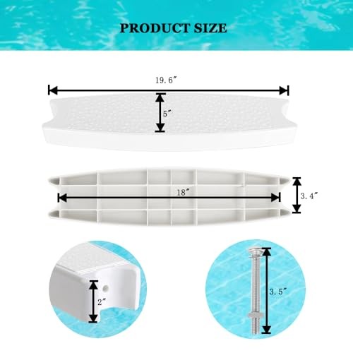 3-Pack 18" Universal Pool Ladder Steps Replacement, Heavy-Duty Molded Plastic