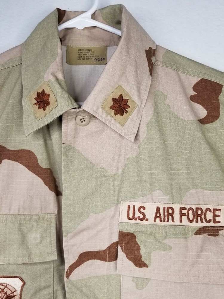 USAF Air Force Desert Camouflage Jacket USCENTAF Patch "chocolate chip" Medium