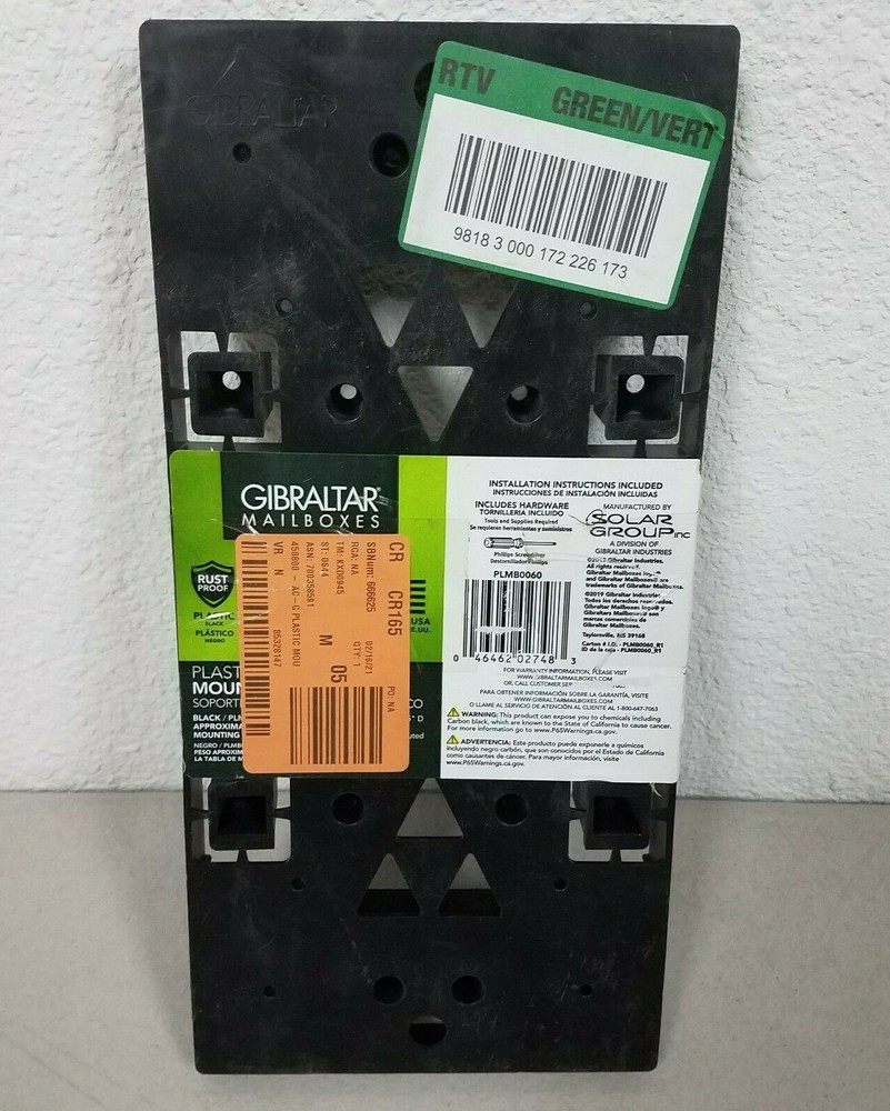 Gibraltar Solar Group PLMB0060 Mailbox Mounting Plate,Universal Fit