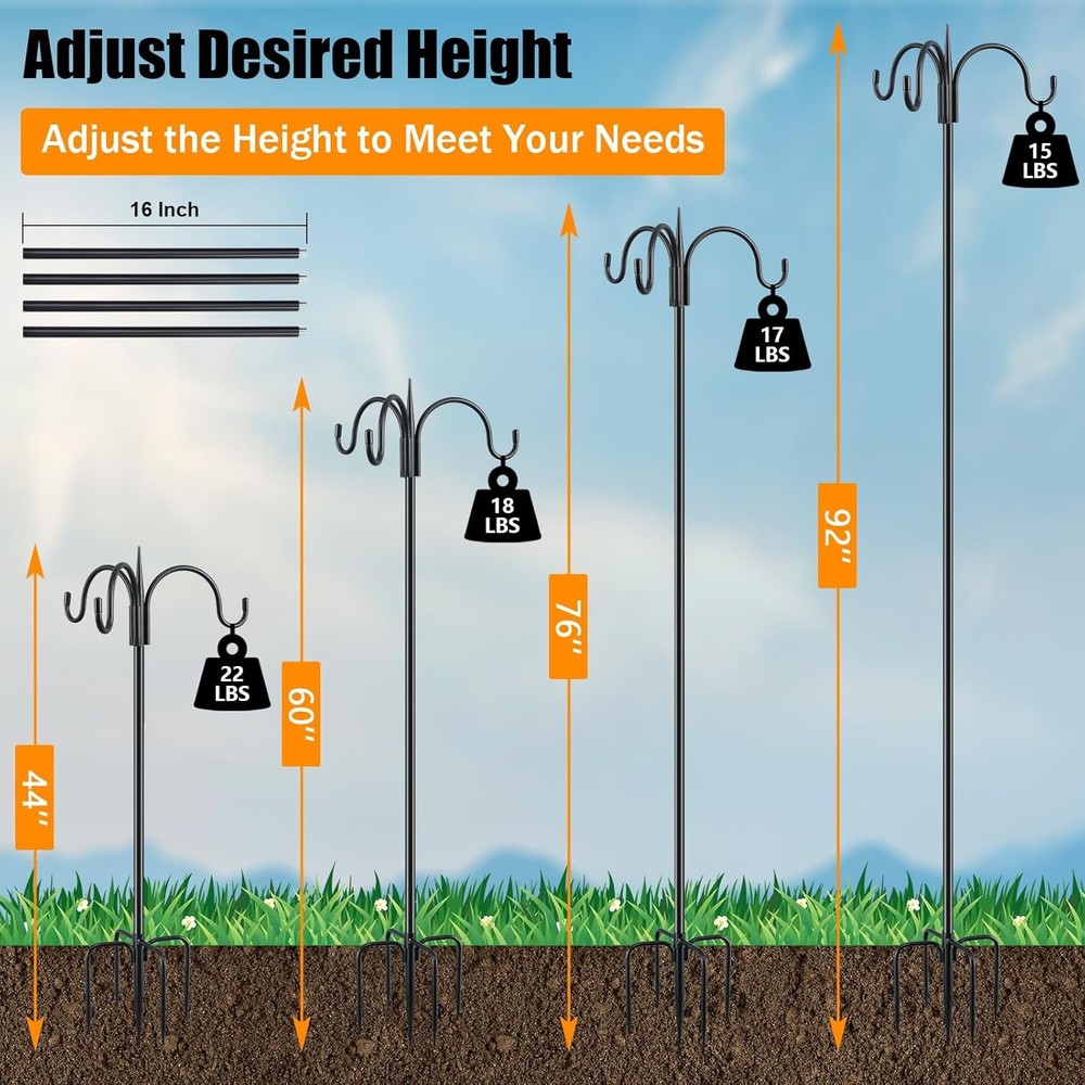 FEED GARDEN [Upgrade Version 92 Inch Three Shepherd Hooks for 92