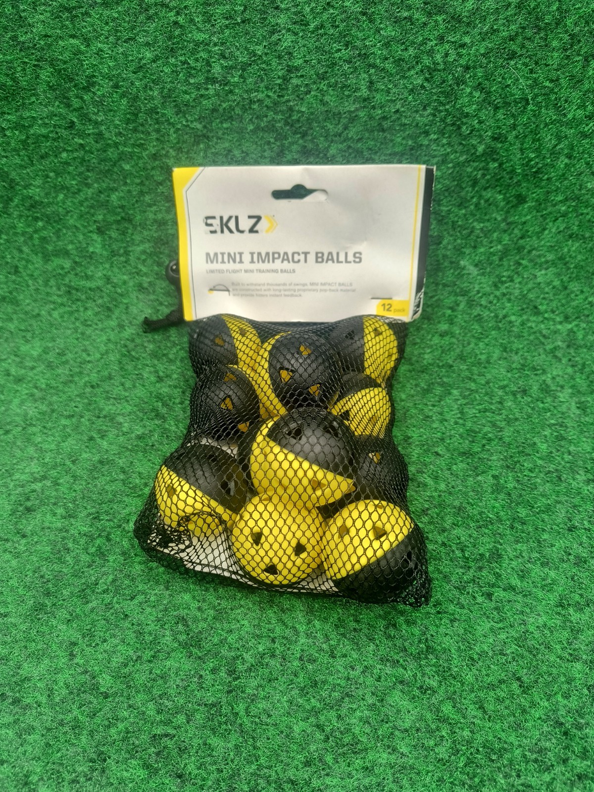 SKLZ Mini Impact Training Baseballs 12-Pack - Black/Yellow - Brand New