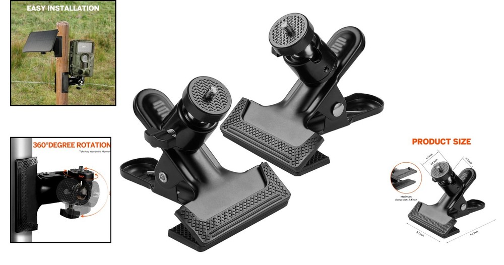 2 Pack 360° Rotatable Trail Camera Mount for Hunting - Easy Clip Holder