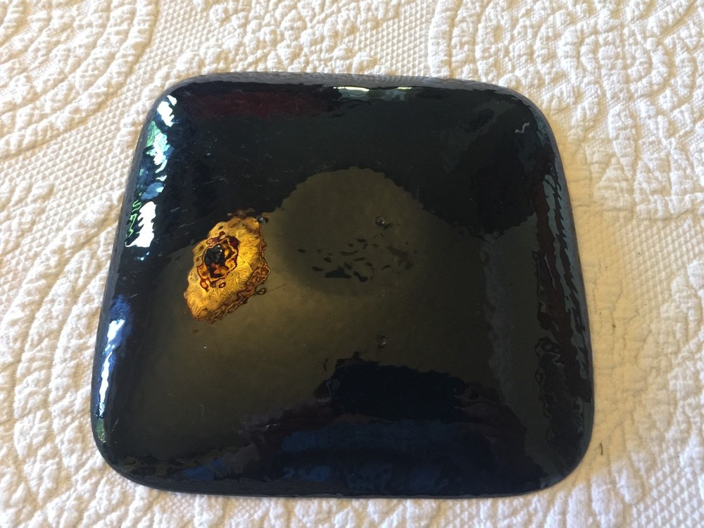 Enamel On Copper Bearded Iris Square Plate