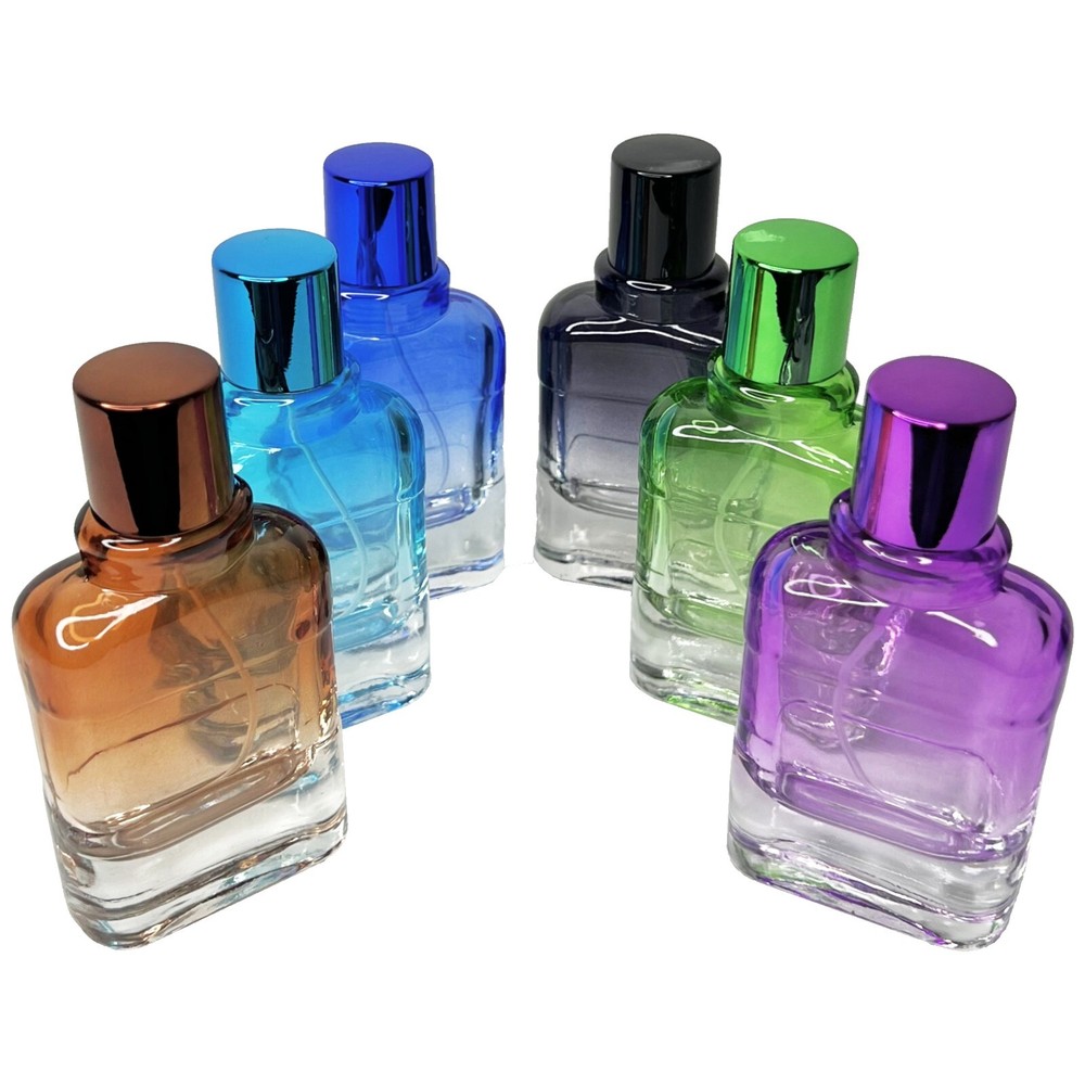 50ml 1.7oz empty perfume clear gradient colored glass spray bottles refillable