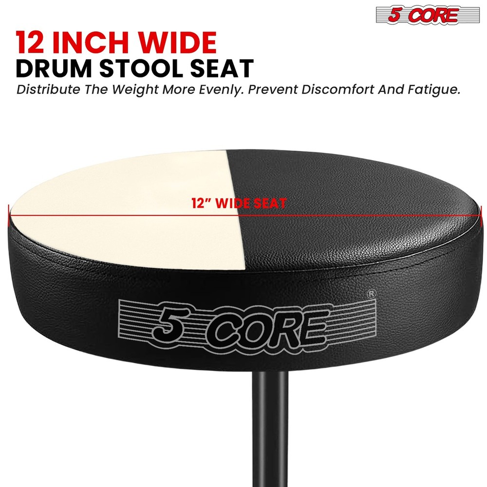 5 Core Drum Throne 3" Padded Comfortable 330Lb Capacity Drummer Stool Adjustable