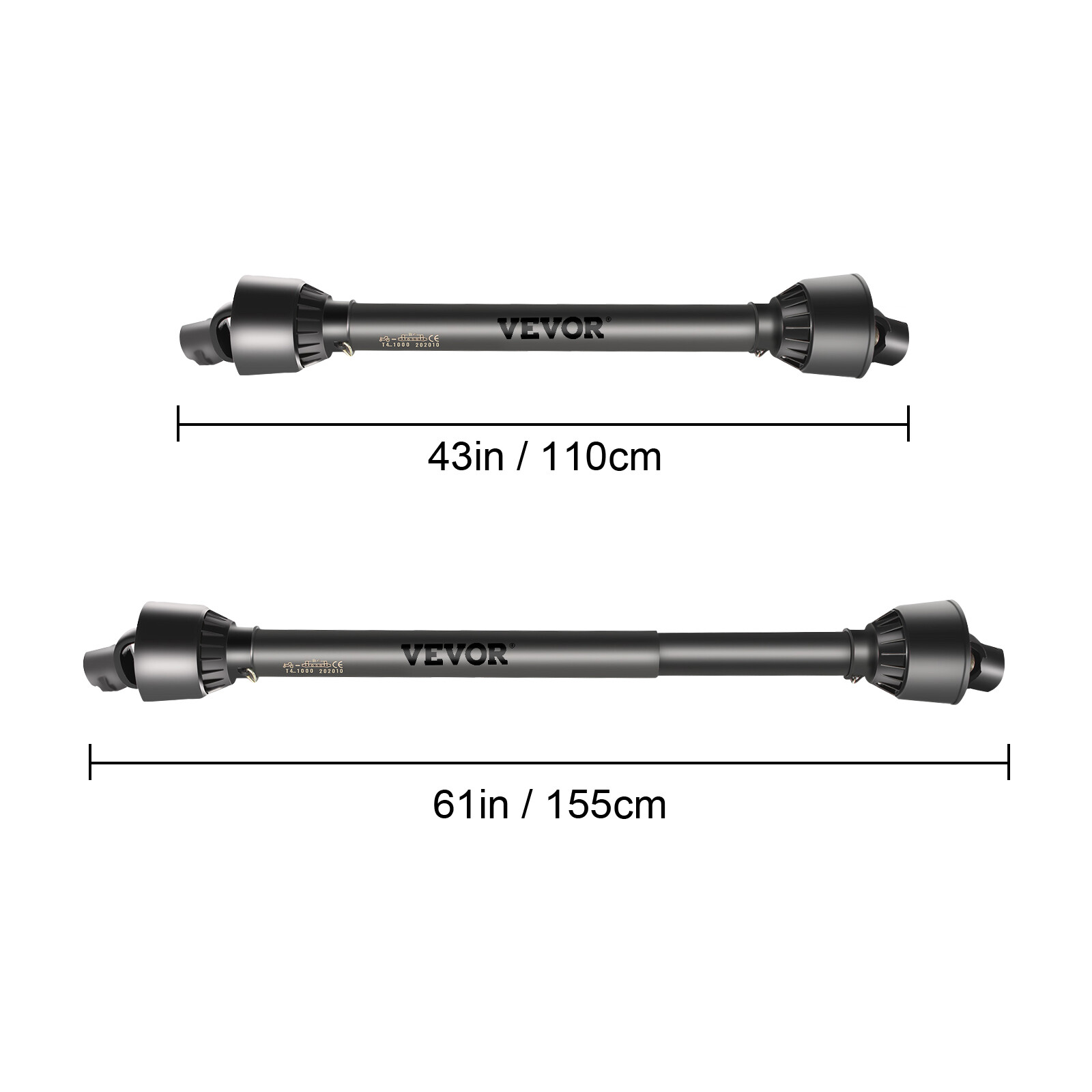 VEVOR PTO Shaft PTO Drive Shaft 1-3/8" x 6 Spline Ends Round End T4 43"-61"