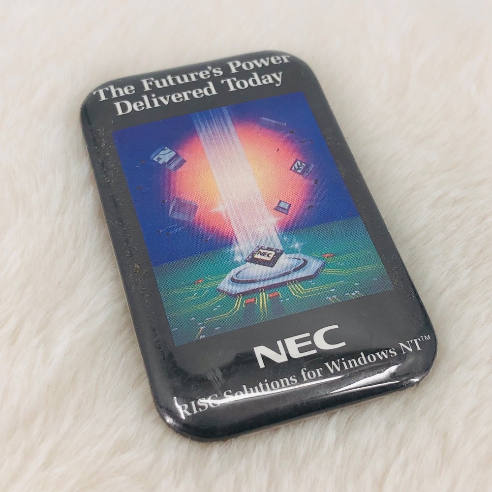 Vtg NEC Corp Computer Technology Advertising Button Pin Windows NT Solutions