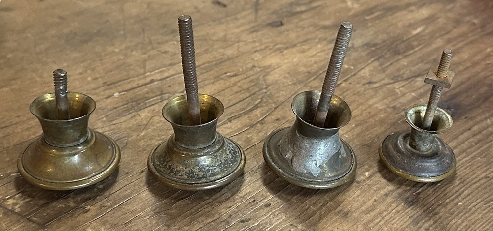 DS-196–FOUR (4) Antique Different Brass Plated Drawer Cabinet Pulls Knobs