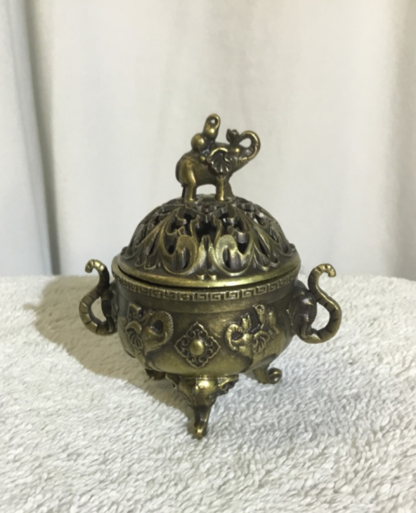 Tripod Footed Elephant Brass Incense Burner