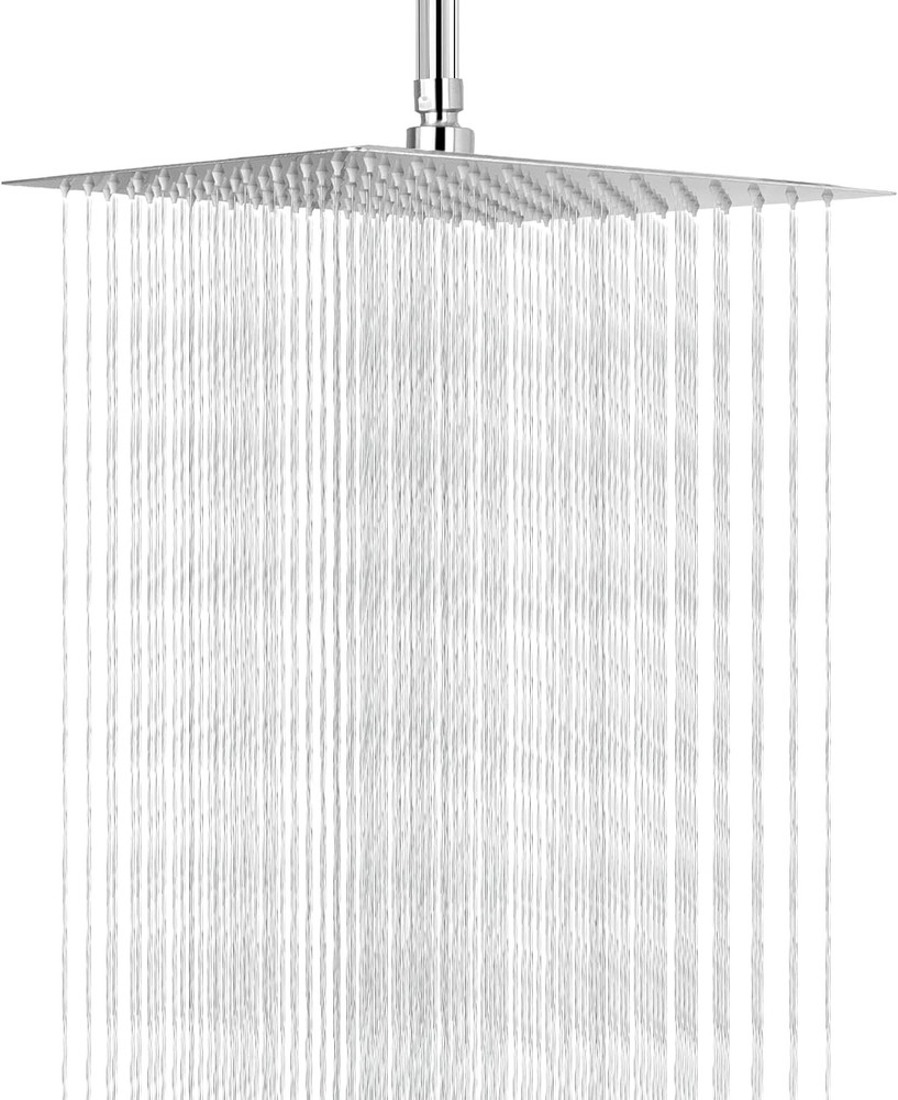 Rain Shower Head, High Flow Stainl Steel Square Rainfall