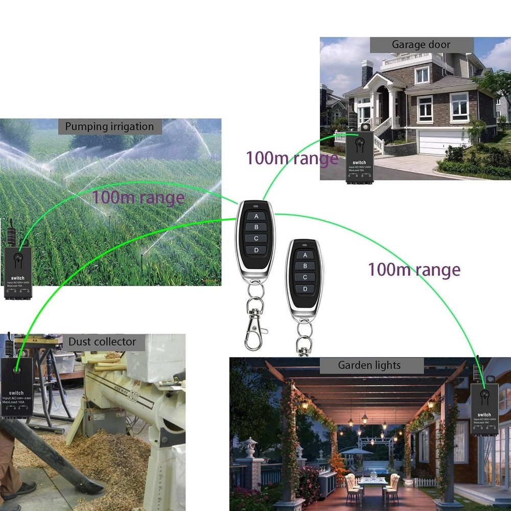 12v Remote Control Switch,4 Way Mini Wireless Switch,DC 12V/24V/48V/10A Relay...