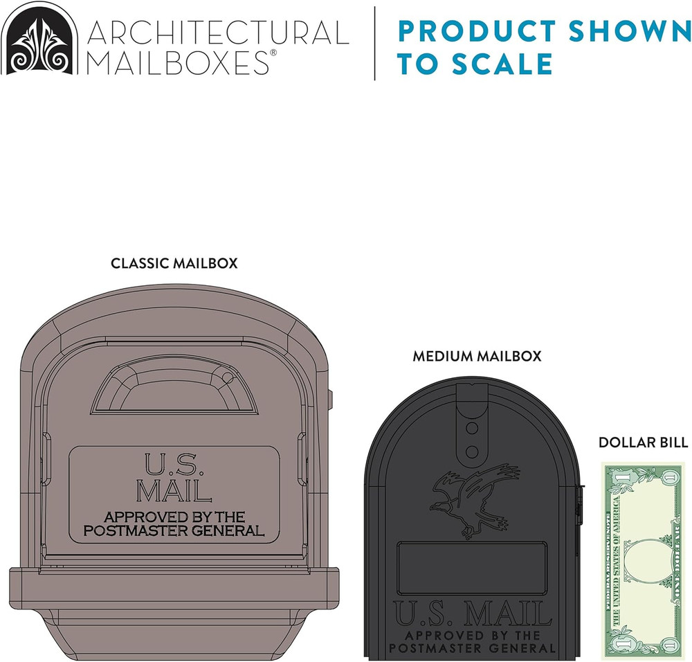 Architectural Mailboxes Classic Plastic Mailbox and Post Kit, GCL100MAM, Mocha