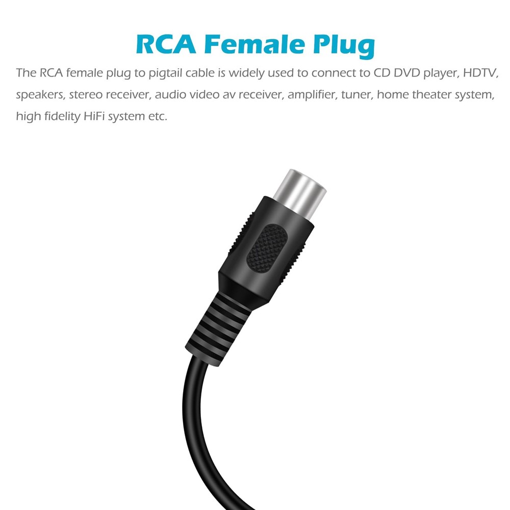 Fancasee 2-Pack RCA Female Plug to Speaker Wire Bare Jack, Black