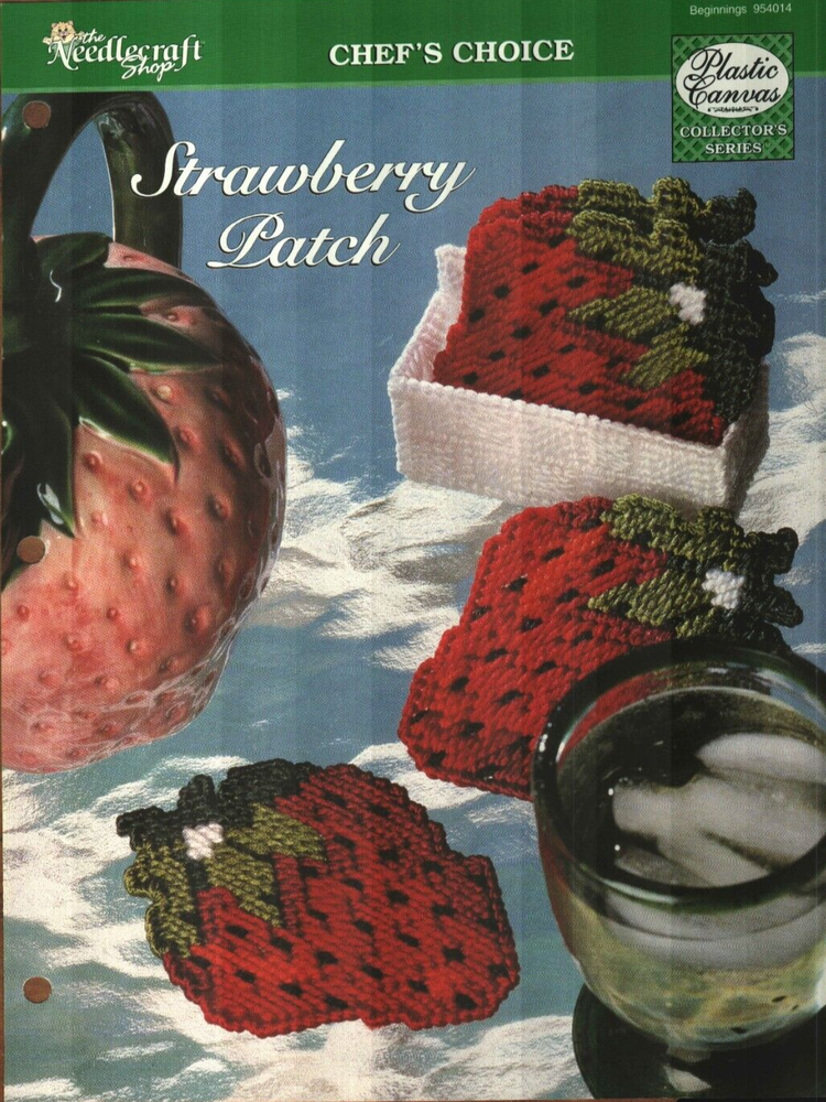 NEW STRAWBERRY PATCH COASTERS HOME DECOR PLASTIC CANVAS PATTERN INSTRUCTIONS