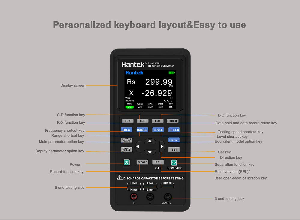 Digital Handheld LCR Meter Bridge Resistance Inductance Capacitance 100kHz