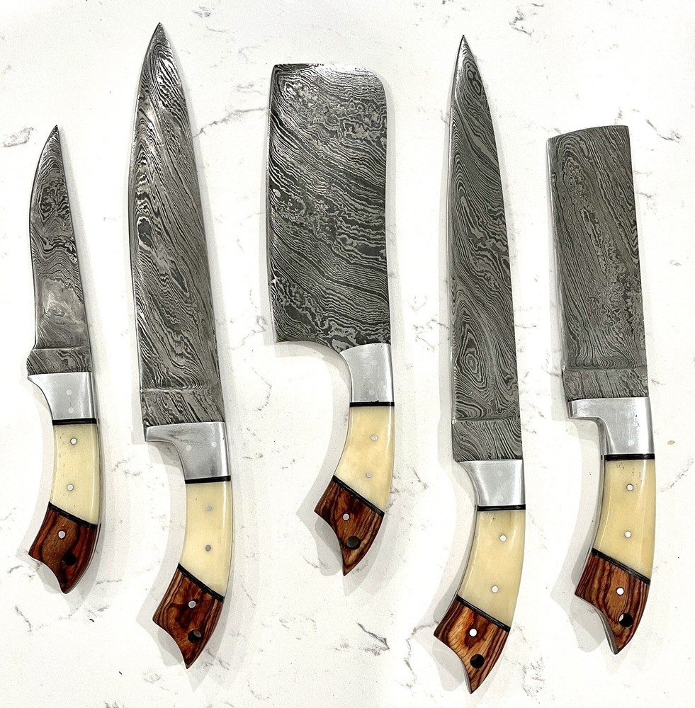 HAND MADE DAMASCUS BLADE KITCHEN KNIFE 5 PIECES