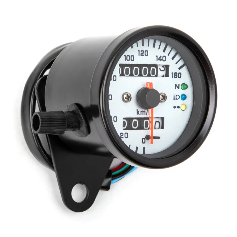 Universal Part Three Light Double Mileage 12V Motorcycle LED Display Speedometer