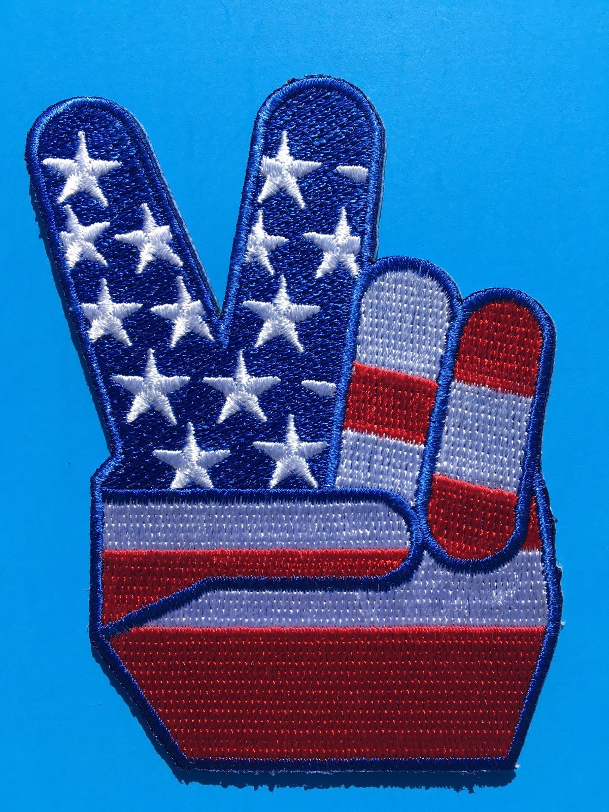 USA AMERICAN FLAG PEACE SIGN “V FOR VICTORY” EMBROIDERED PATCH (3.5")  HI QLTY!