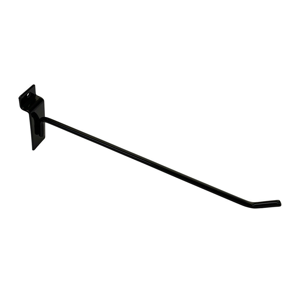 12" Slatwall Hook Panel Display Hooks, 1/4" Thickness Metal, Black - PACK 24