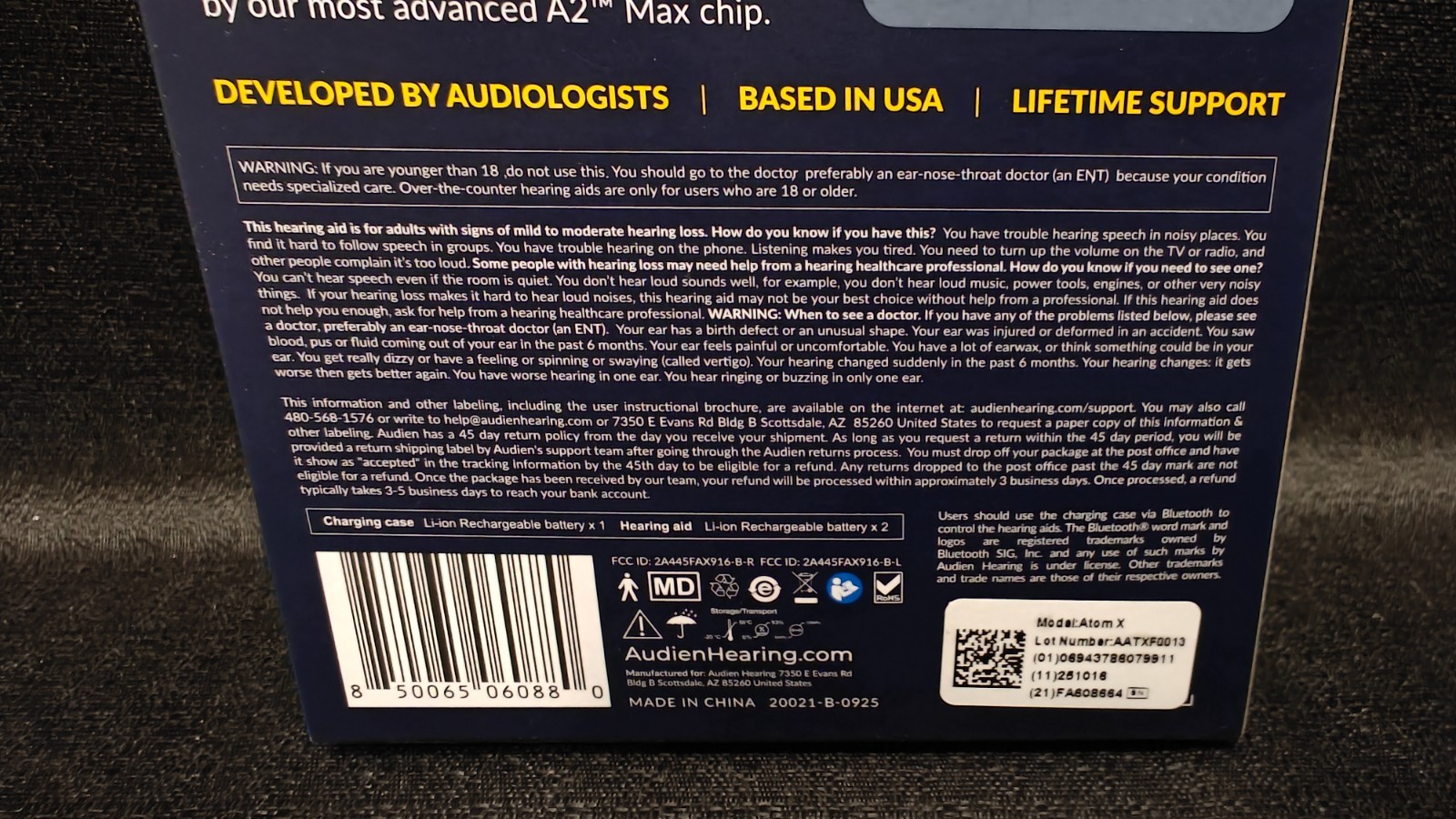 Audien Hearing ATOM X - Rechargeable OTC Hearing Aids NEWEST MODEL (NEW SEALED)