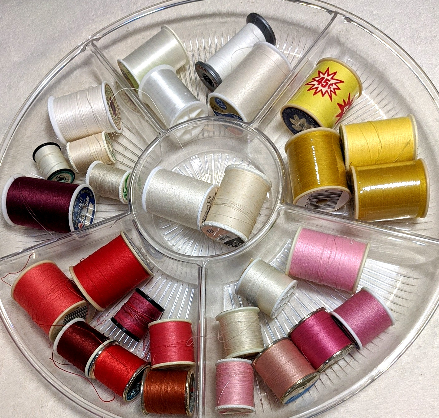 Lot of 50+ Polyester & Cotton Mixed Brand & Colors New & Used Threads